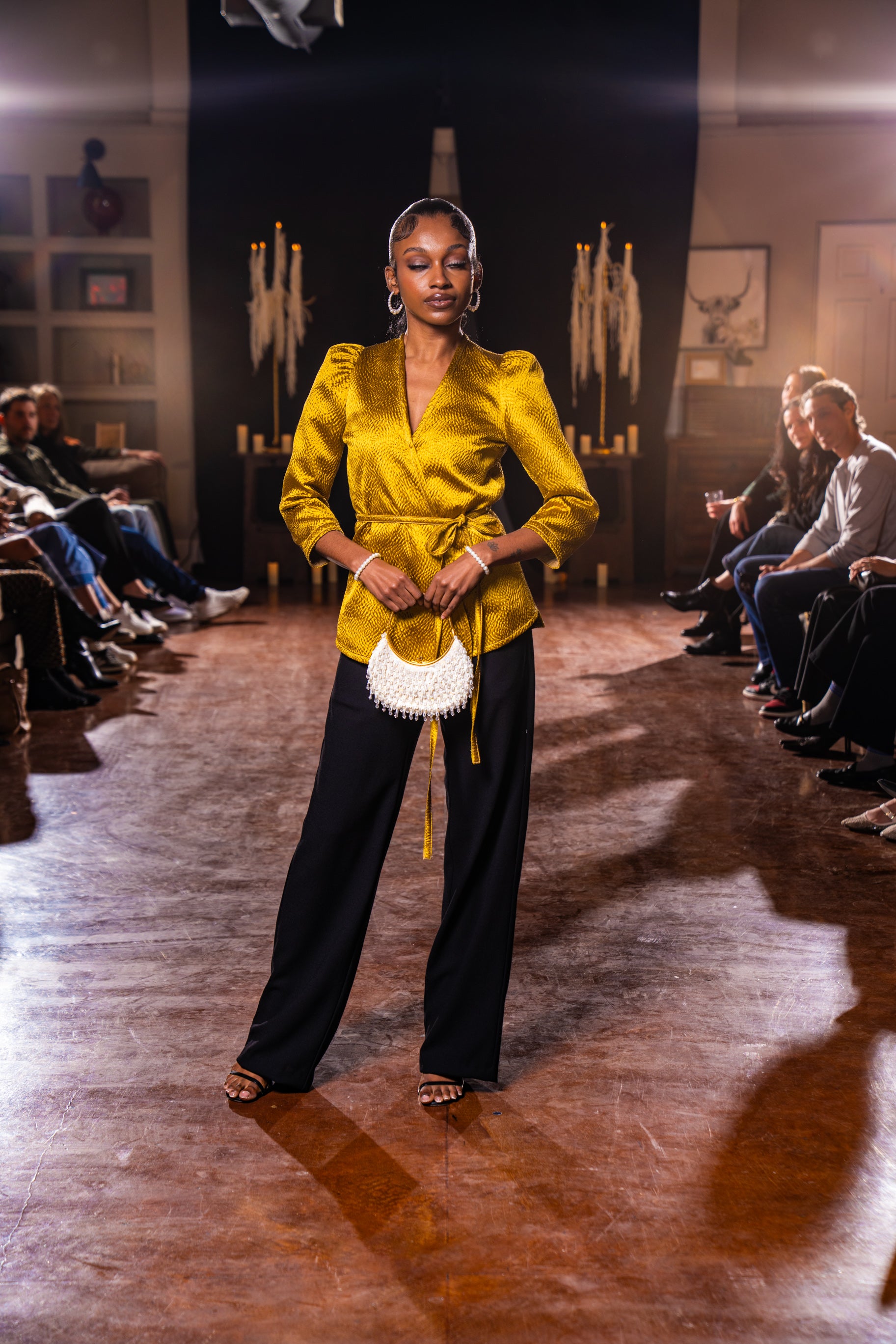 Crushed Silk Wrap Top